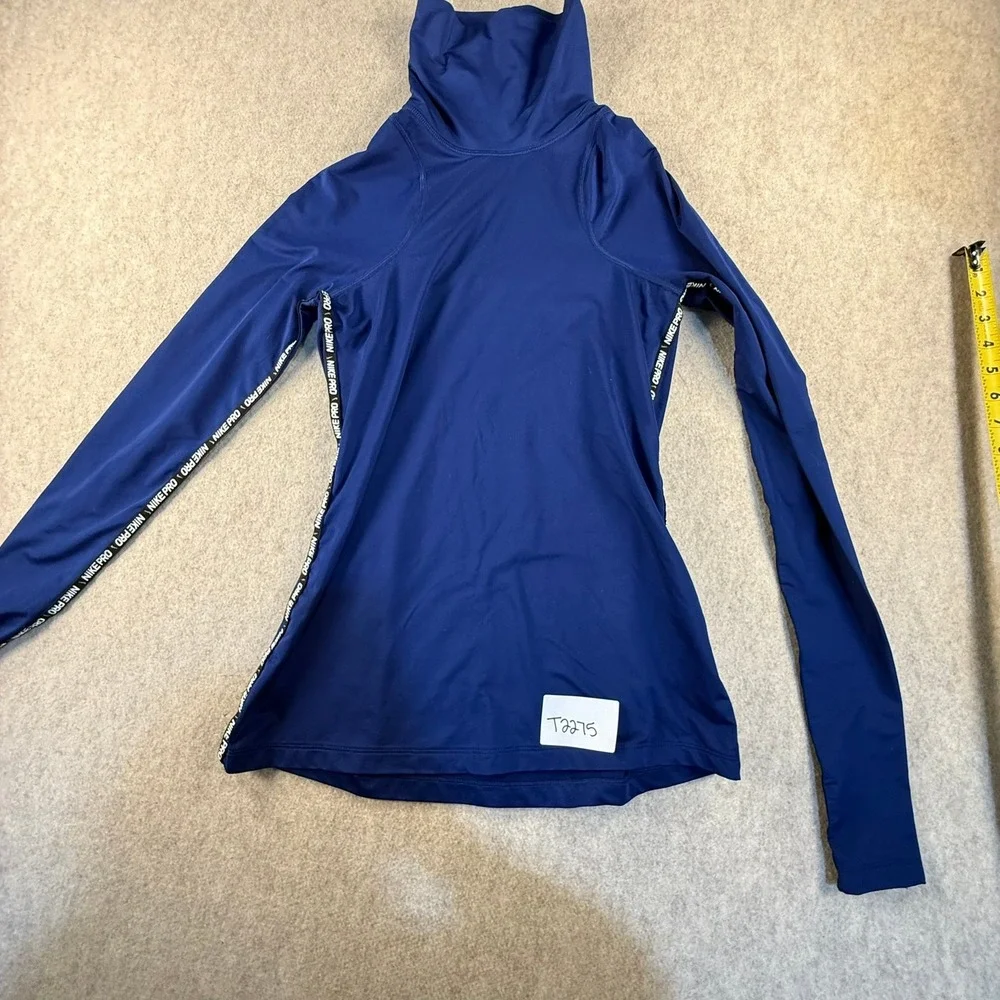 Nike Pro Dri-FIT Womens Small Blue Turtleneck Long Sleeve Training Top T2275